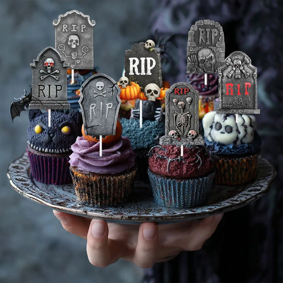 New Halloween Decoration Props Terror Party Flags Cake Paper Cups Graveyard Flag Banners Party Supplies Accessories