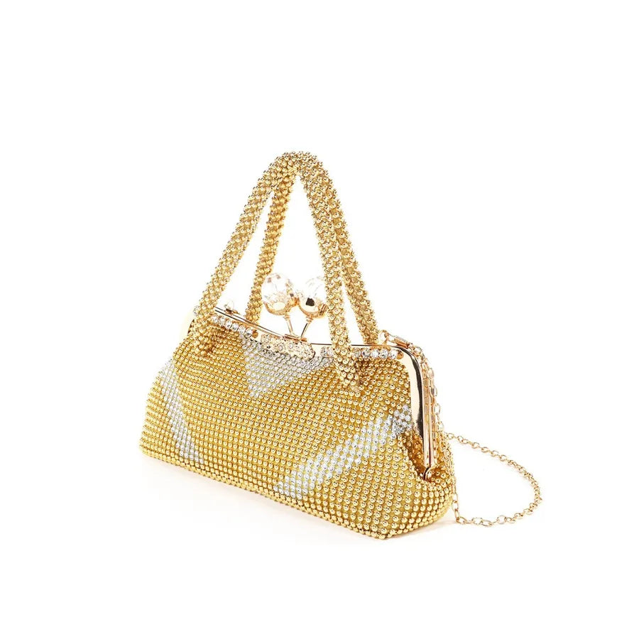 Gold Pink Black Aluminum Solid Color Square Evening Bags