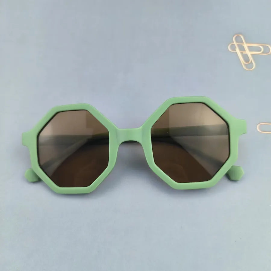 Cute Novelty Modern Style Geometric Ac Tinted Lenses Polygon Full Frame Kids Sunglasses