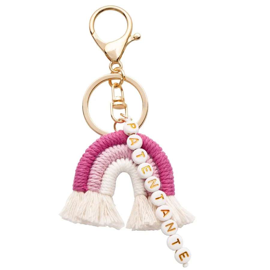 Handcrafted Rainbow Keychain Pendant Cotton Thread Woven Baby Party Ladies Gift Keychain Simple Style Mixed Material Design
