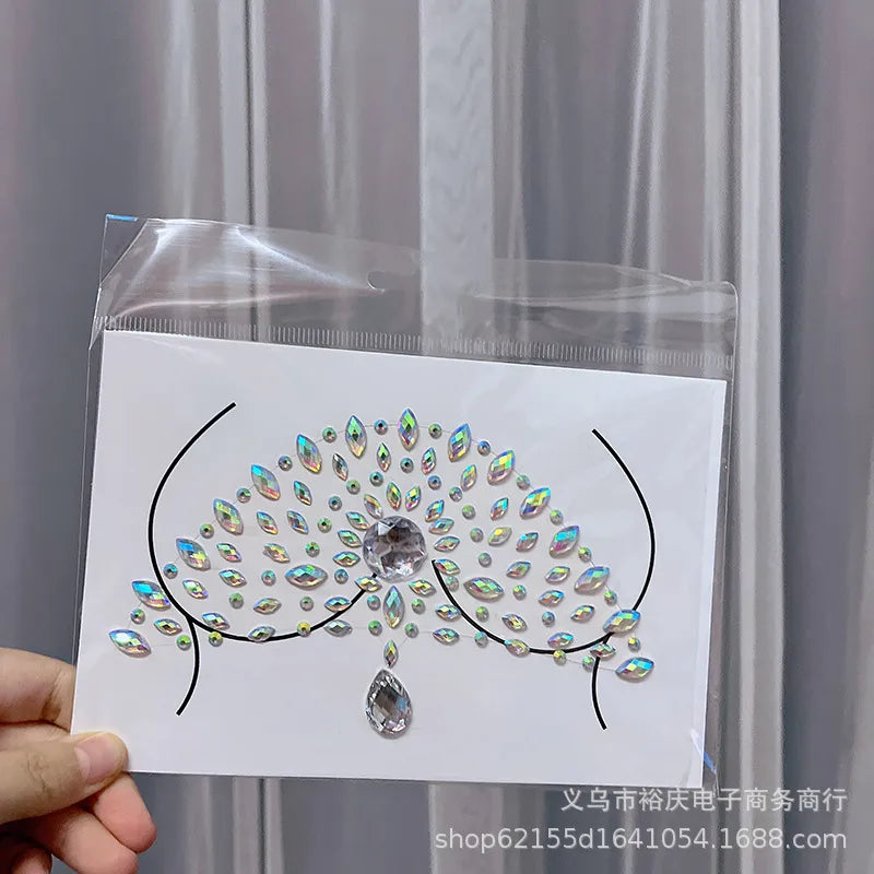 Halloween face stickers chest stickers body tattoo stickers resin acrylic Diamond stickers   tattoo stickers wholesale