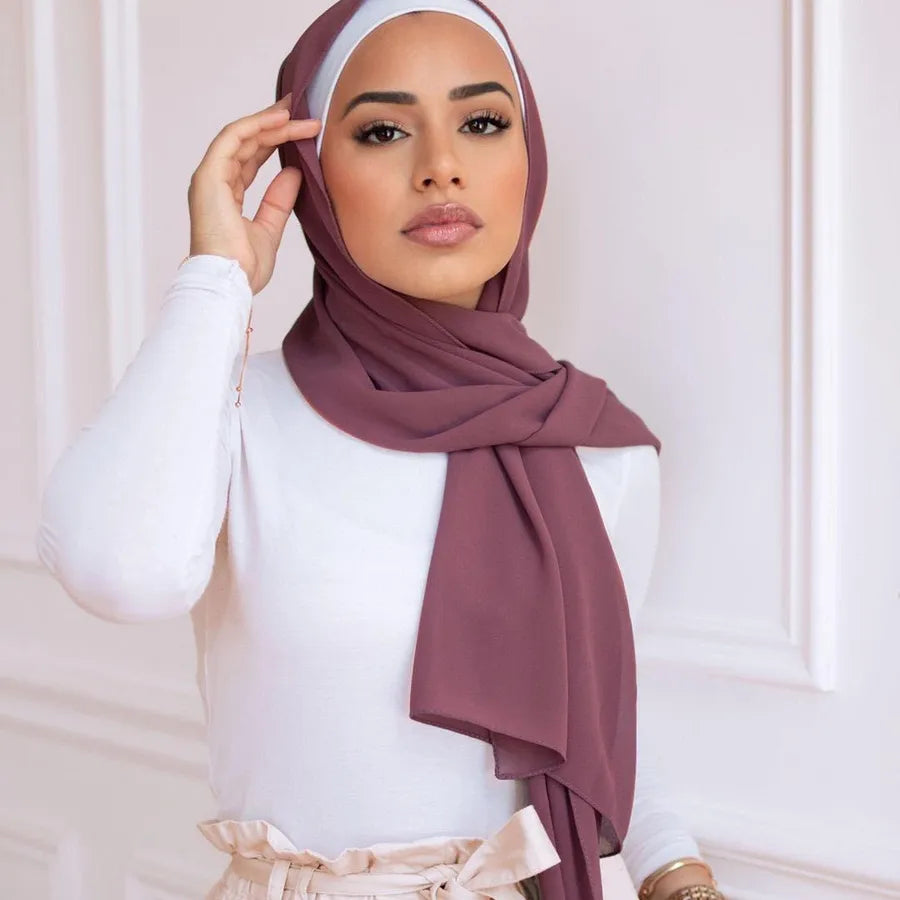 Women's Elegant Basic Solid Color Chiffon Silk Scarf