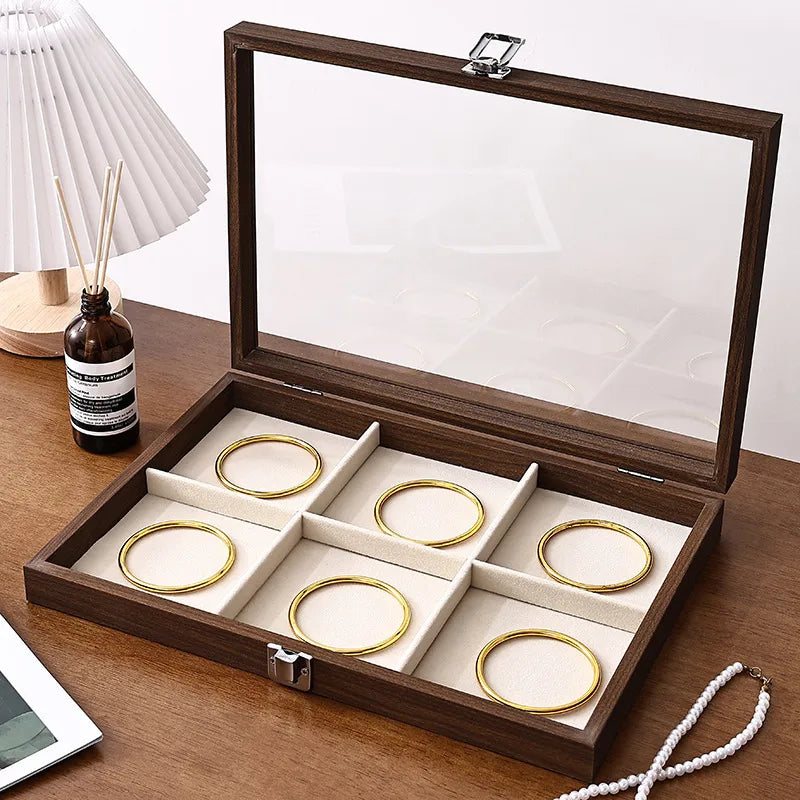 Walnut Color Luxury Covered Jewelry Box Ring Bracelet Earring Necklace Storage Box Dustproof Moistureproof Special Purpose