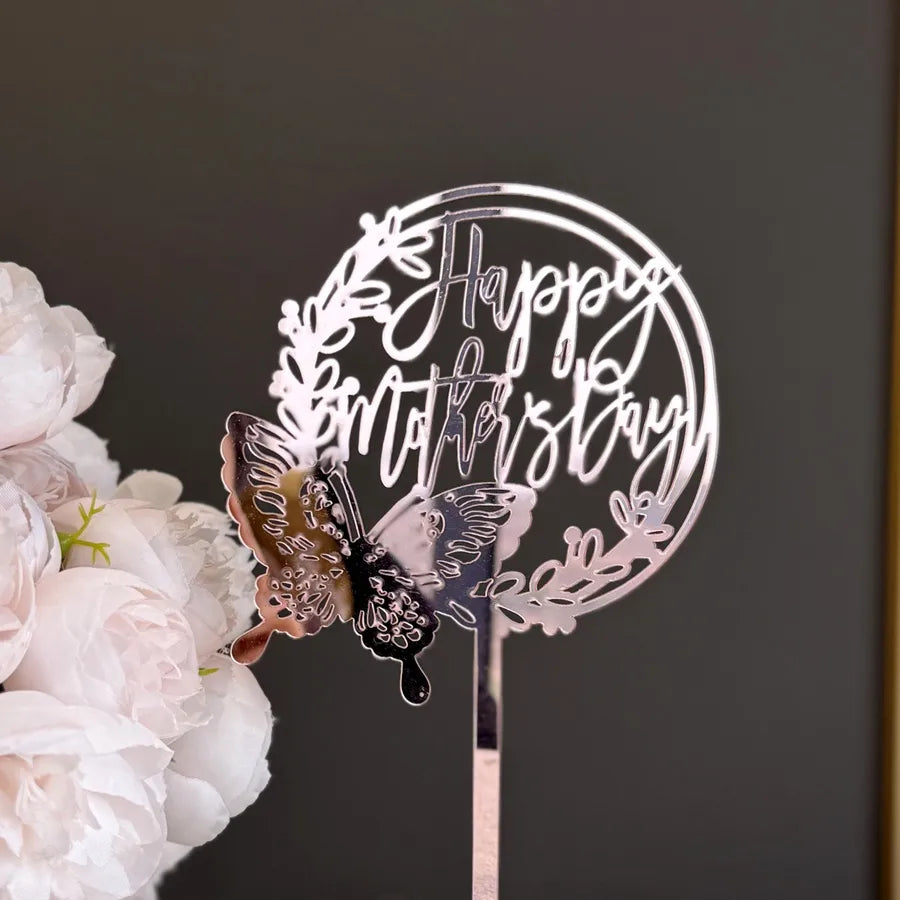 Mother'S Day Romantic Letter Flower Butterfly Acrylic Party Cake Decorating Supplies Party Supplies Cake Decorating Supplies 1 Piece