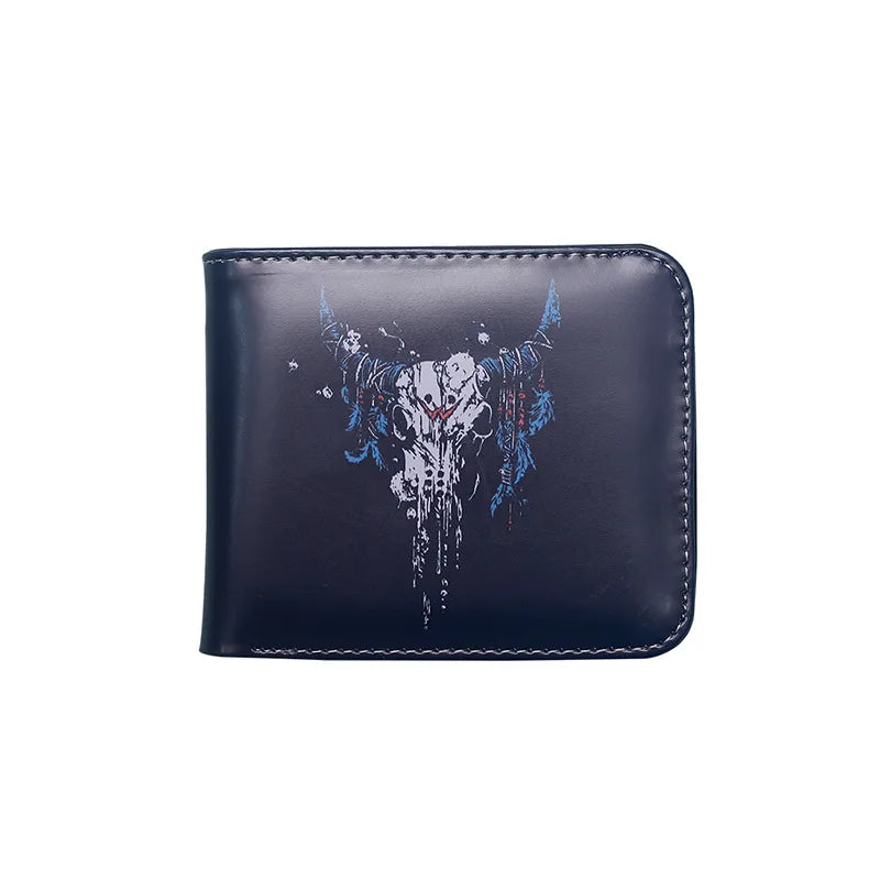 Men's Skull PVC Flip Cover Card Holder Small Wallets