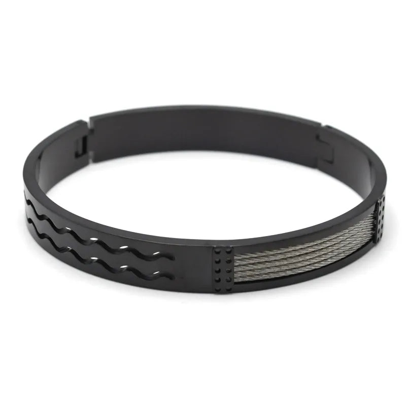 Simple Style Roman Style British Style Geometric Titanium Steel Men's Bangle Men Cuff & Bangle