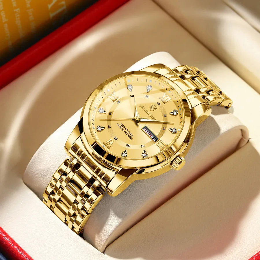 brand waterproof new men's watch double calendar luminous quartz watch live broadcast