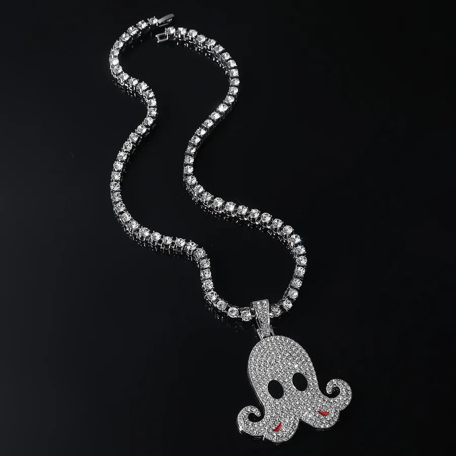 5mm Tennis Chain Tennis Chain   New Octopus Cartoon Full Diamond Hip Hop Necklace