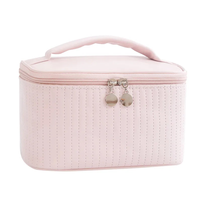 classic style solid color pu leather square makeup bags