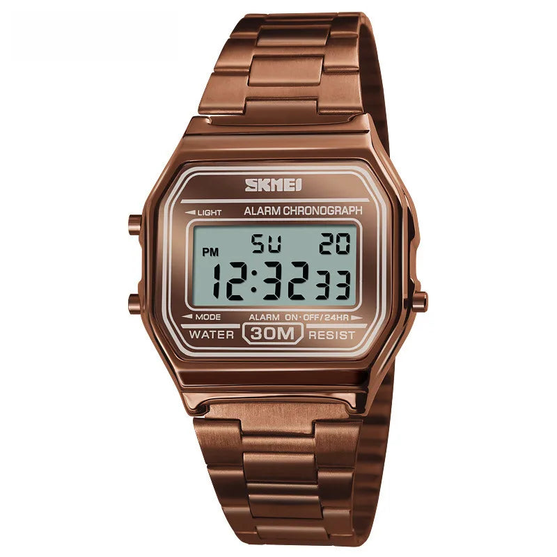 Time beauty men's retro business watch waterproof electronic watch trend fashion personality men's watch steel band thin wrist watch