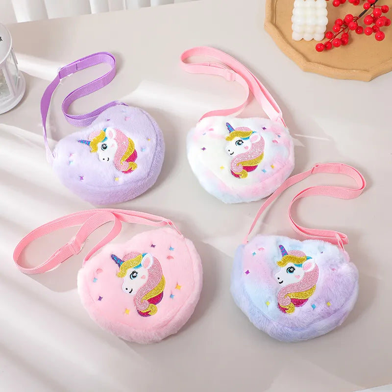 New in stock Plush Loving Heart Storage Children's Cartoon  Shoulder Bag Cute Girl's Daily Wear Crossbody