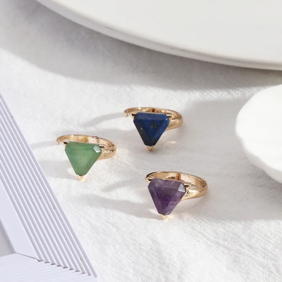 vacation triangle alloy inlay natural stone rings