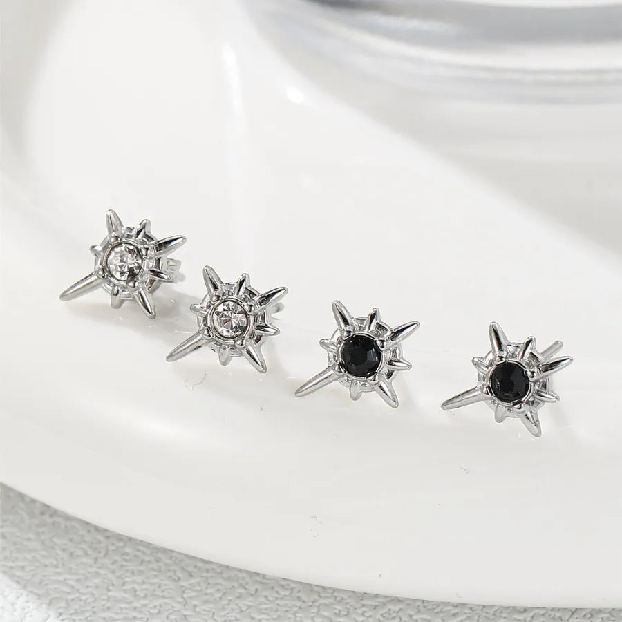 1 Pair Simple Style Classic Style Solid Color Inlay Titanium Steel Rhinestones Ear Studs