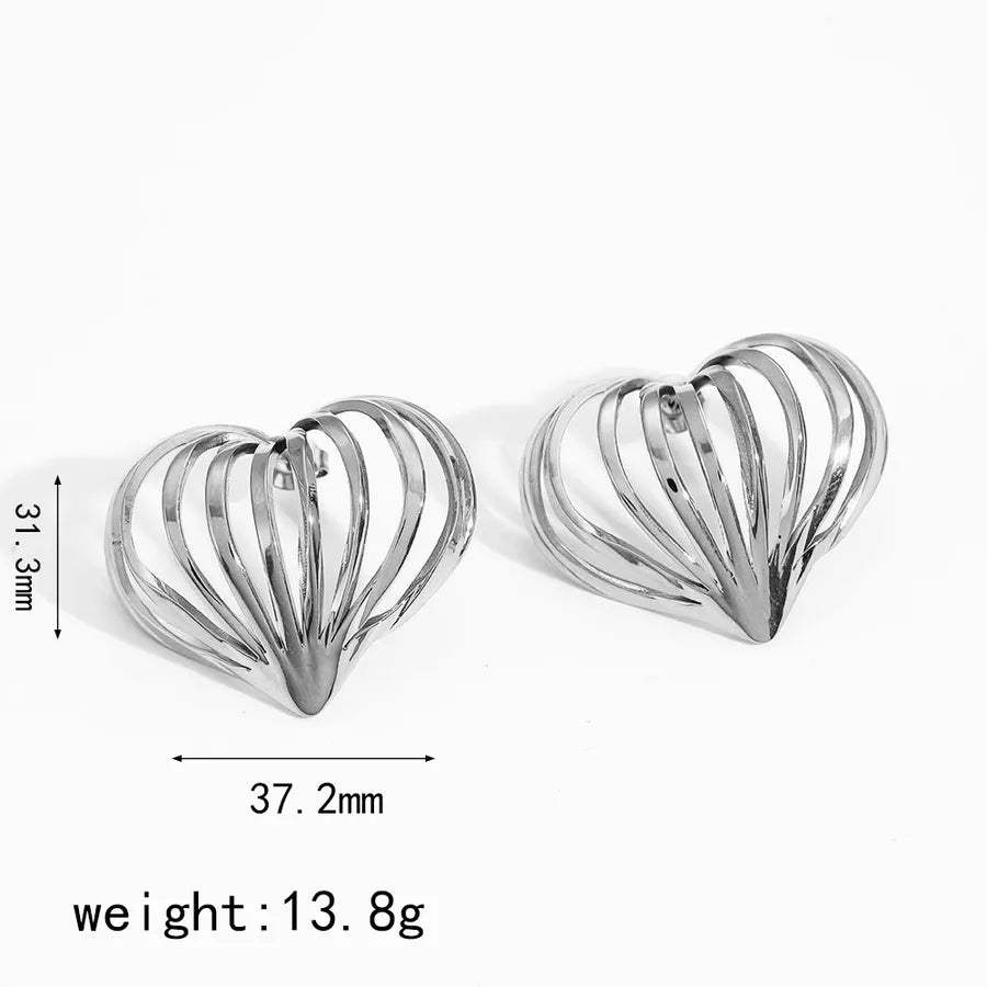 Wholesale Jewelry IG Style Heart Shape 304 Stainless Steel Rings Ear Studs
