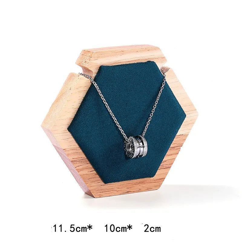 Simple Style Hexagon solid wood Patchwork Jewelry Display