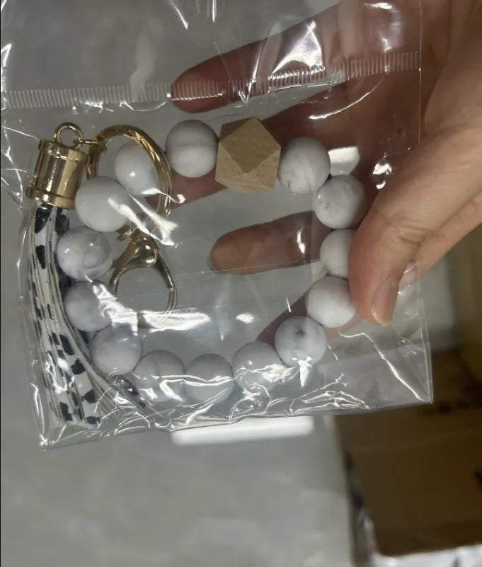 simple style color block silica gel beaded women's keychain 1 piece