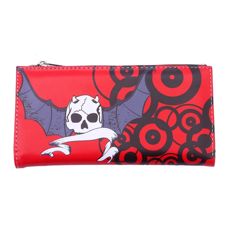 unisex skull pvc zipper buckle wallets