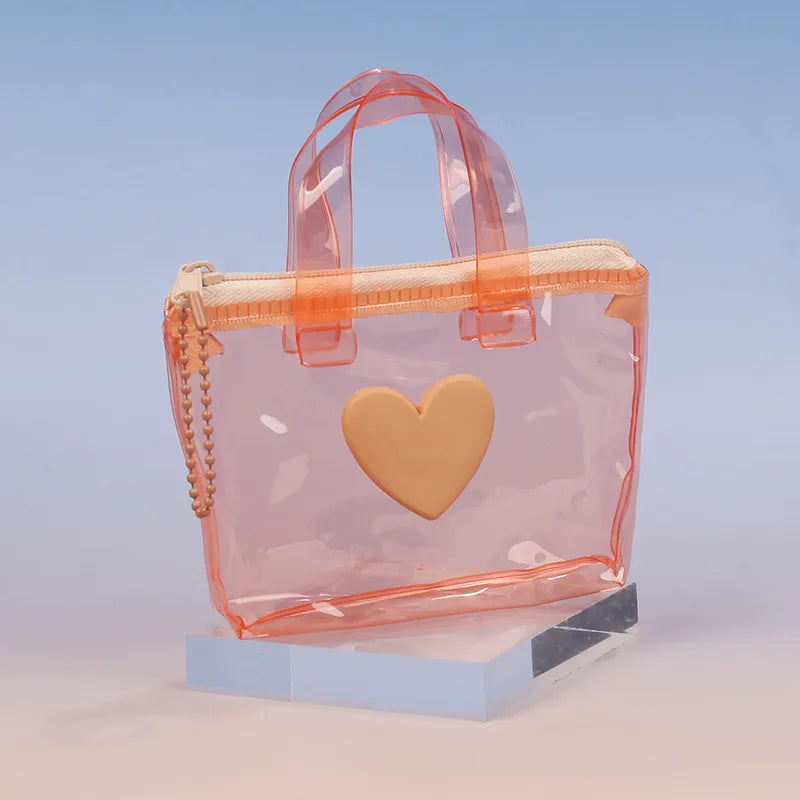 Women's Heart Shape Solid Color PVC Zipper Coin Purses