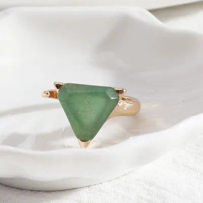 vacation triangle alloy inlay natural stone rings