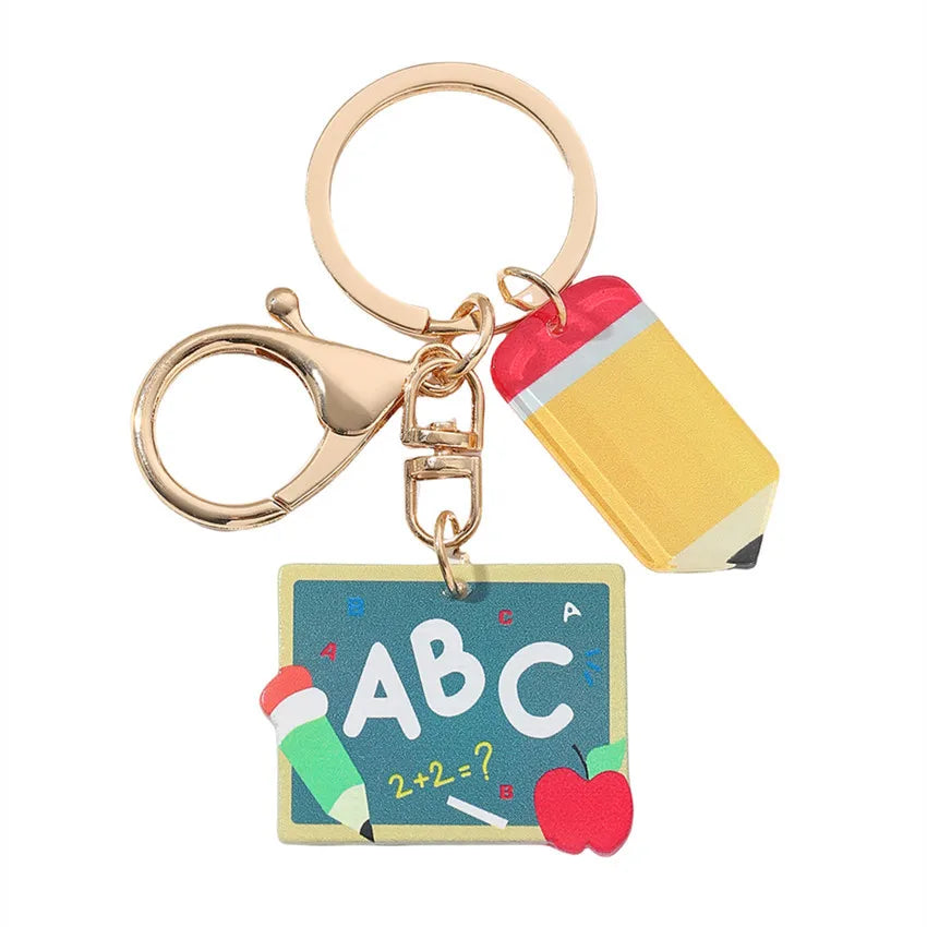 1 Piece Cute Book Letter pencil Acrylic Teachers' Day Unisex Lobster Trigger Clasp Closure Keychain