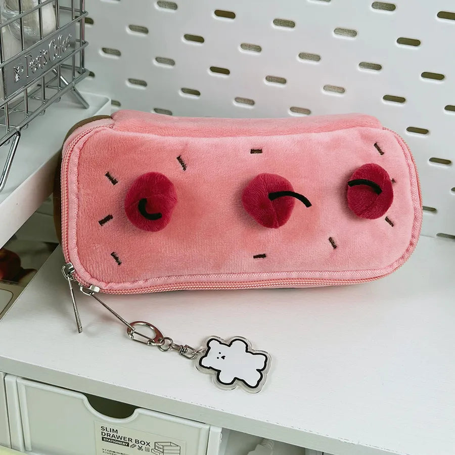 1 Piece 1 Set Cherry Cake Learning School Polyester Cute Pencil Case