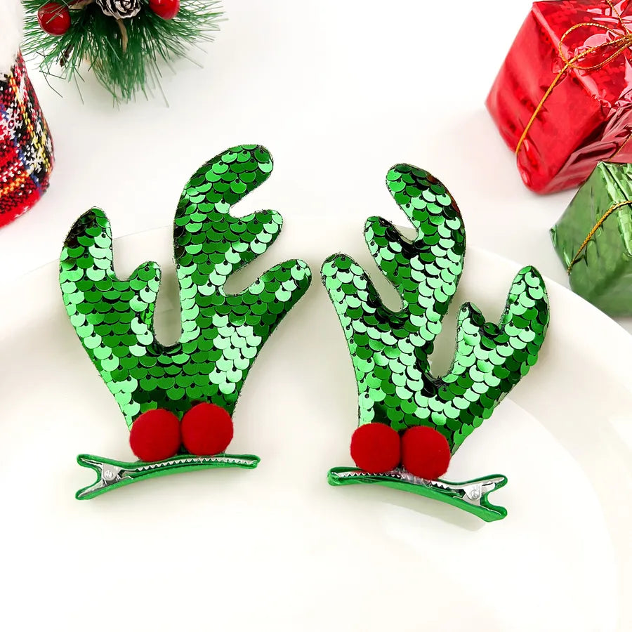 Christmas Antlers Hairpin Internet Celebrity Mori Christmas Tree Barrettes Girl Elk Side Clip Sequins Duckbilled Headdress