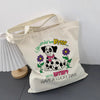Women's Cute Animal Letter Canvas Shopping bags