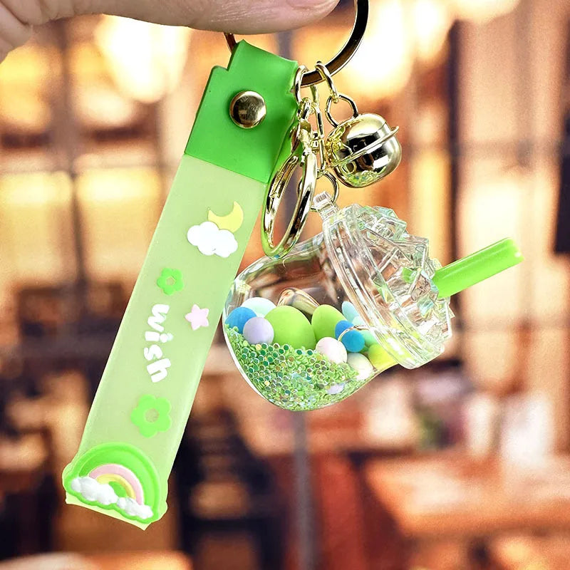 cartoon style cute cup arylic women's bag pendant keychain