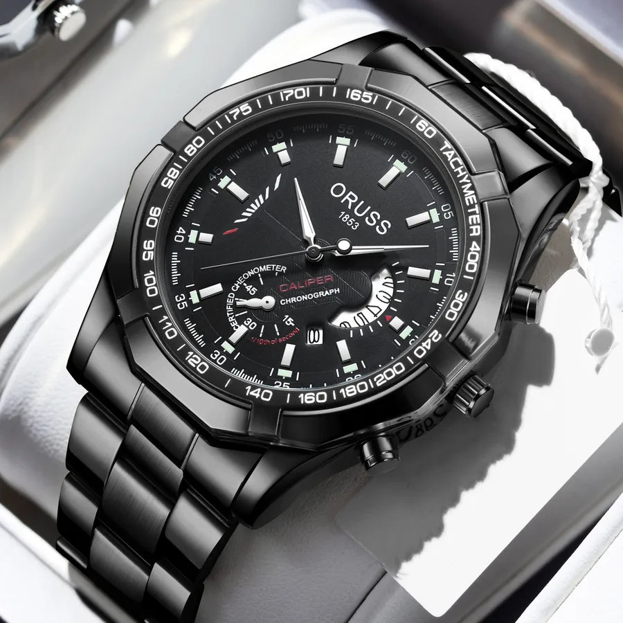 business geometric single folding buckle quartz men's watches