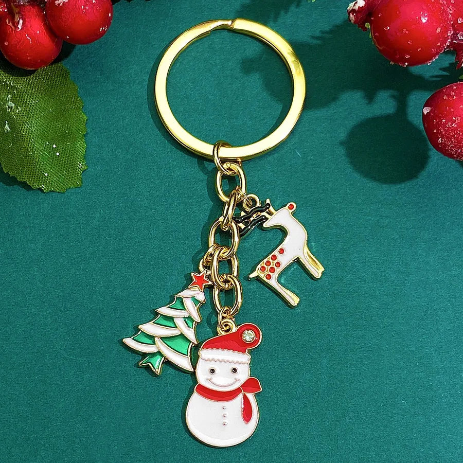 Classic Style Santa Claus Alloy Christmas Women's Keychain