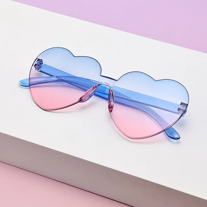 Novelty Modern Style Heart Shape Pc Gradient Tinted Lenses Special-Shaped Mirror Full Frame Kids Sunglasses