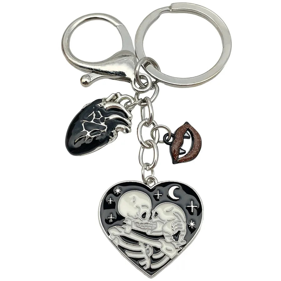 Halloween Ghost Cartoon Couple Car Keychain Pendant Ring Creative Personalized Alloy Bag Decorations Small Hanging Ornaments