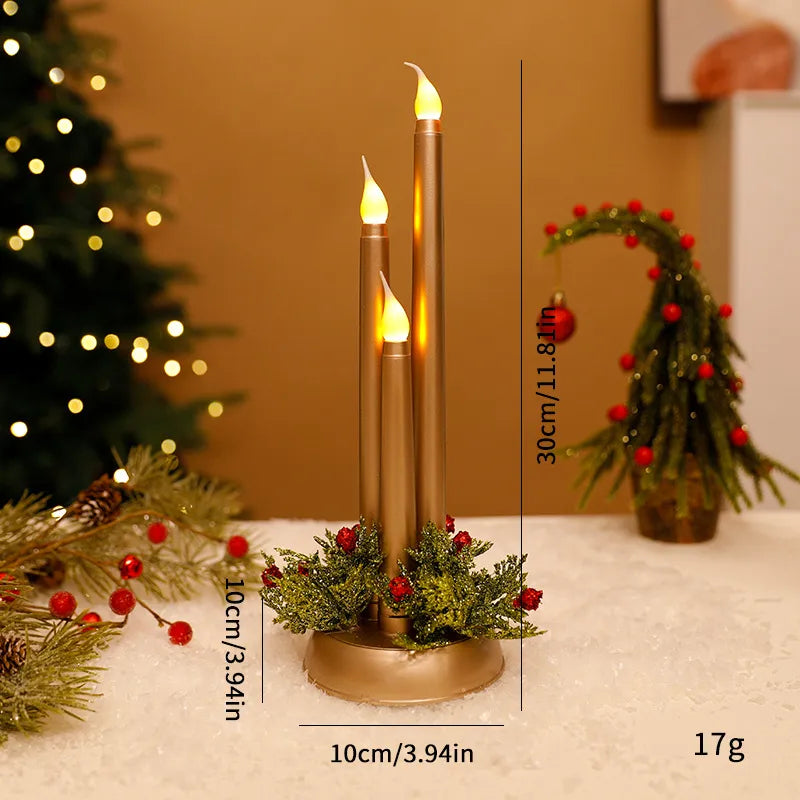 Electronic LED Candle Realistic Christmas Props Smooth Surface Long Candle Christmas Decorations Ornaments European American Style