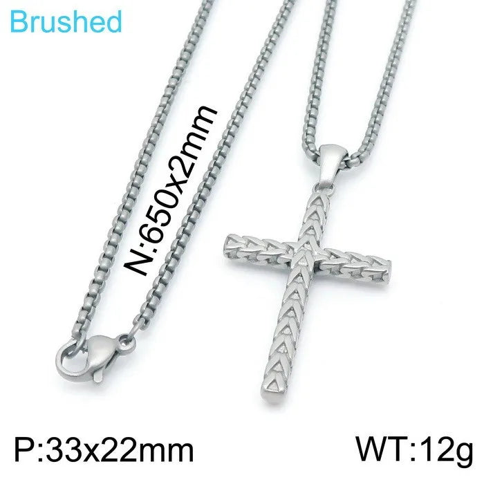 Wholesale Jewelry Hip-Hop Vintage Style Cross Titanium Steel Plating Pendant Necklace None
