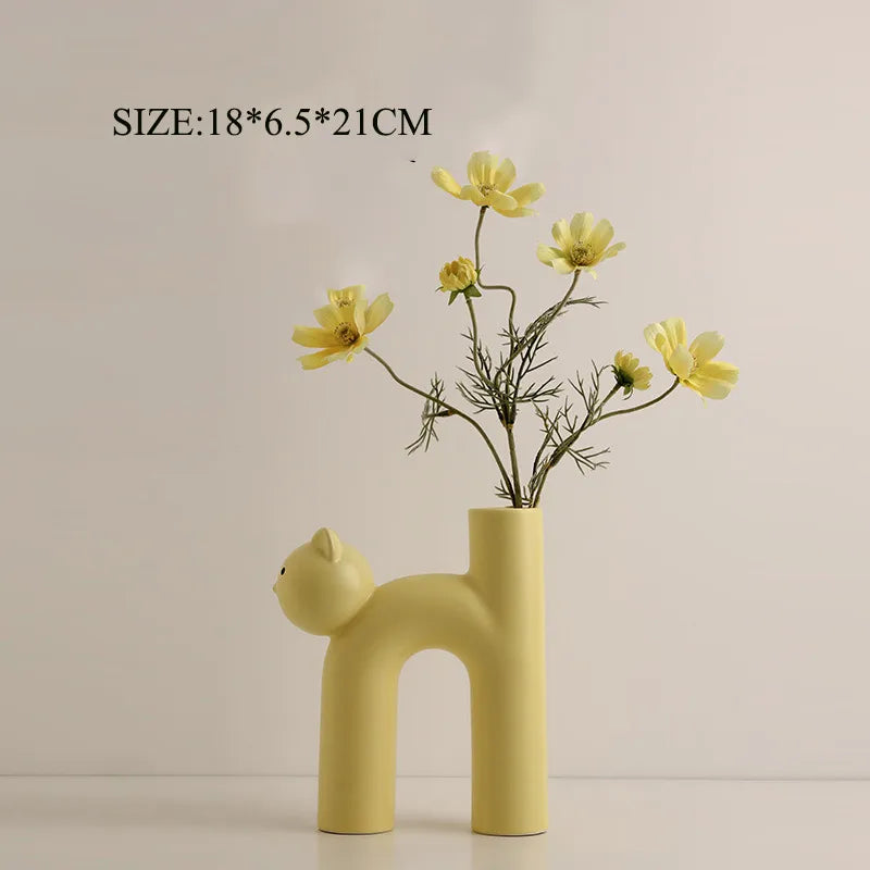 classic style cat ceramics vase