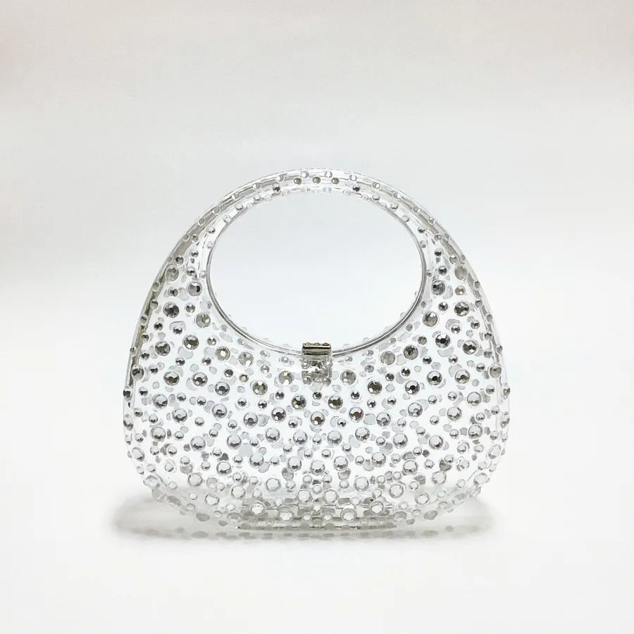Women's Small Arylic Solid Color Elegant Round Lock clasp Underarm Bag