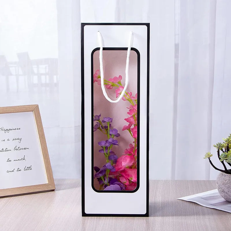 Transparent Window Wine Gift Bag Wedding Banquet Single Wine Packaging Hand Paper Bag Gift Bag in Stock