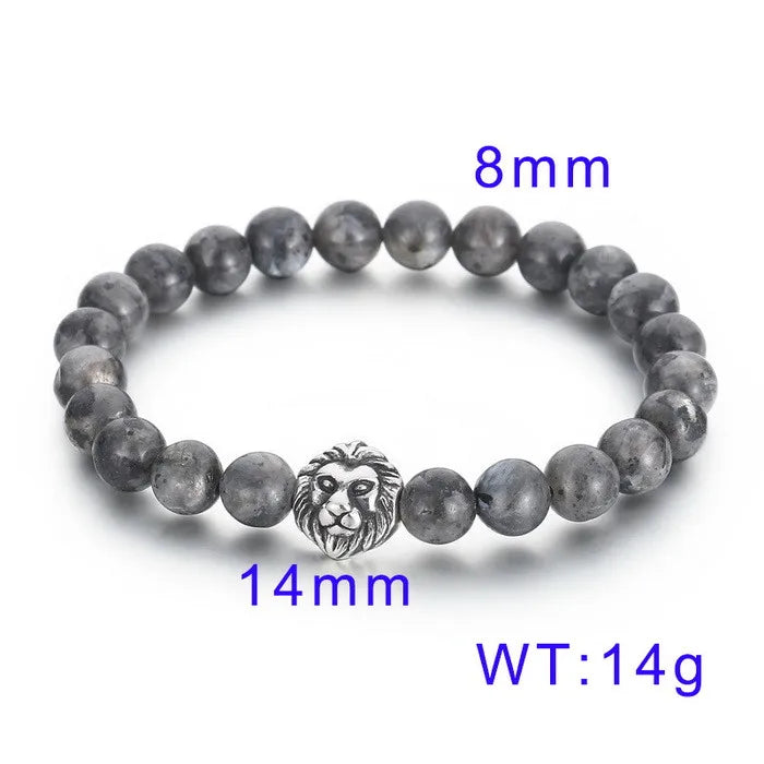 simple style animal round stainless steel turquoise tiger eye plating 18k gold plated unisex bracelets