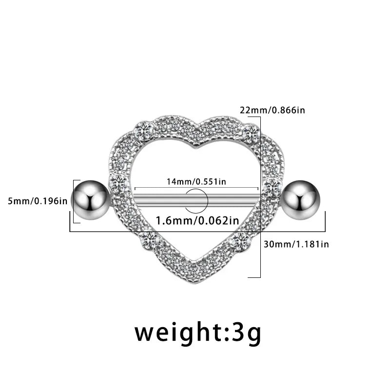 1 Piece Nipple Rings & Studs Solid Color Sports Commute Heart Shape Butterfly 316 Stainless Steel  Alloy Copper Plating Inlay Acrylic Rhinestones Zircon White Gold Plated Nipple Rings & Studs
