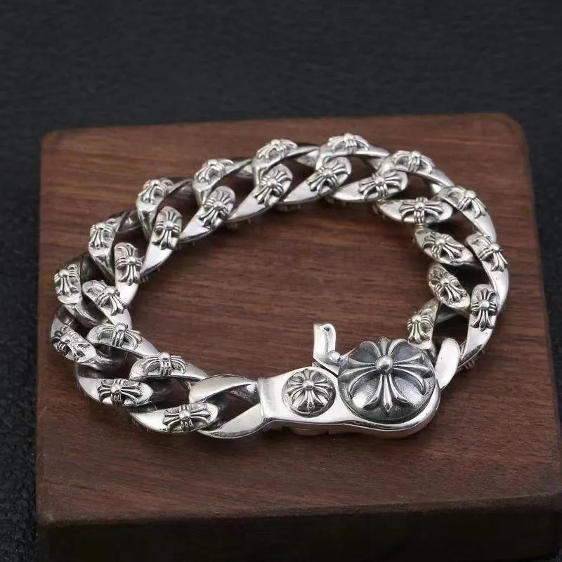 Aggressive Cross Bracelet Men's Trendy  Retro Bracelet Thick