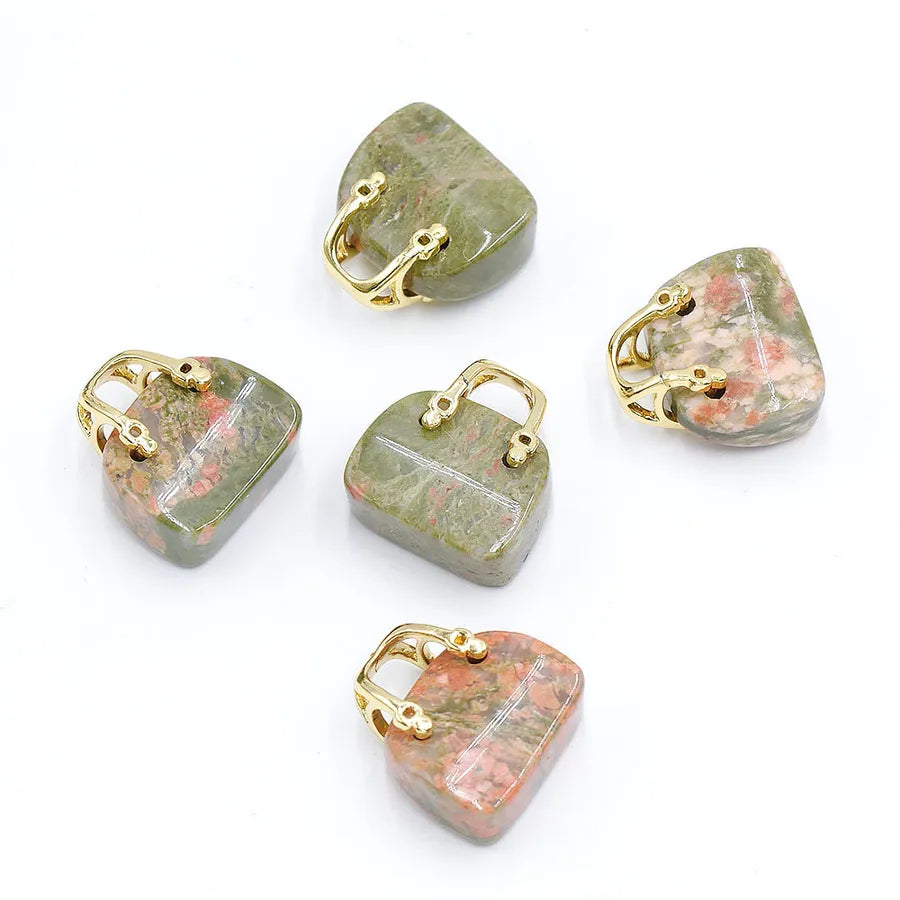 Natural crystal stone mini handbag powder crystal diy pendant ins wind powder crystal decoration creative  wholesale
