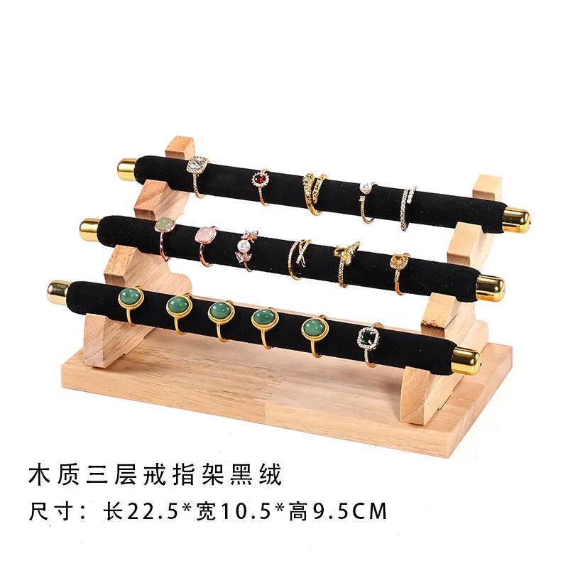 Multi-Layer Solid Wood Ring Stand Jewelry Display Tray Ring Storage Rack Ring Plate Ring Stick Luxury Feeling Jewelry Showcase