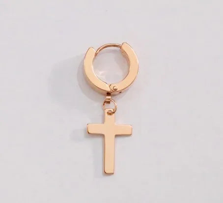 1 piece classic style cross polishing stainless steel earrings