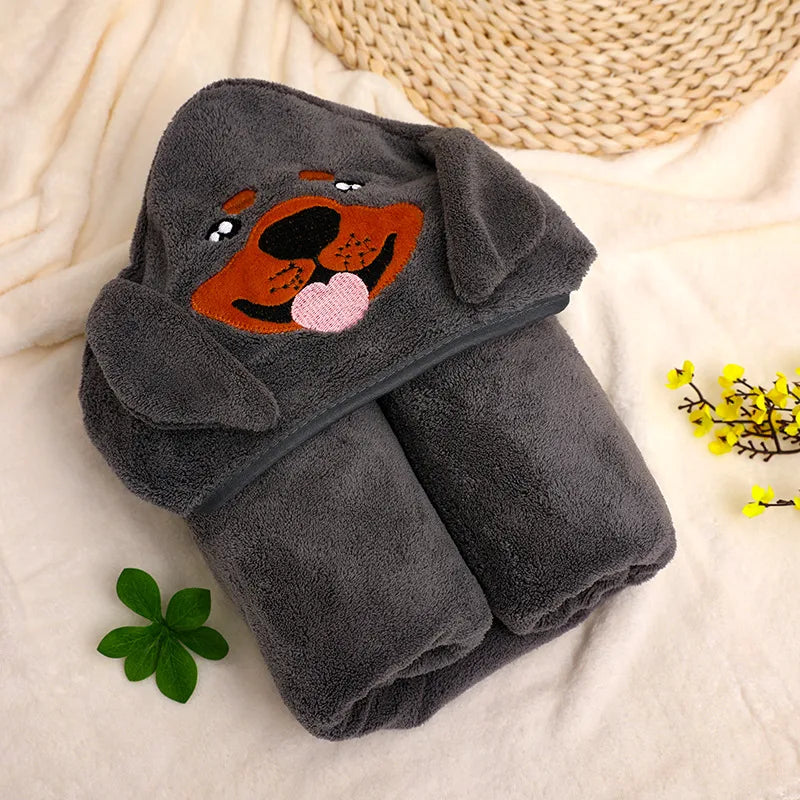 Baby Cartoon Bag Blanket Coral Fleece Absorbent Children's Bath Towel Embroidered Blanket with Hood Cloak Soft Newborn Blanket