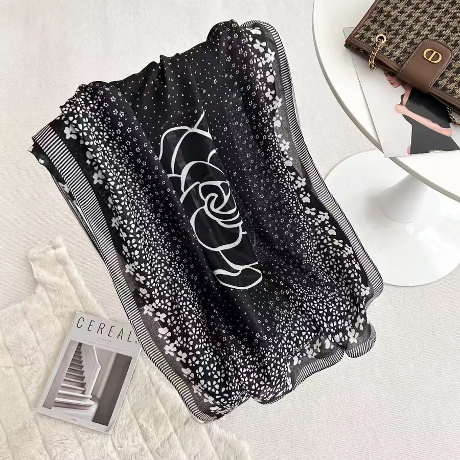 women's fashion star heart shape cotton and linen printing cotton linen scarves