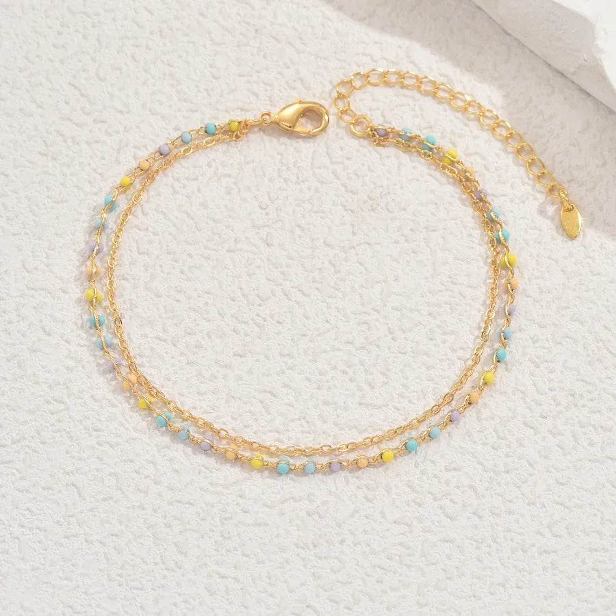 Wholesale Jewelry Vacation Beach Tropical Geometric Copper 18K Gold Plated ceramics Anklet