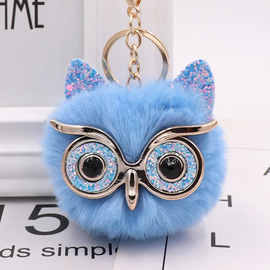 cute owl alloy plush unisex bag pendant keychain 1 piece