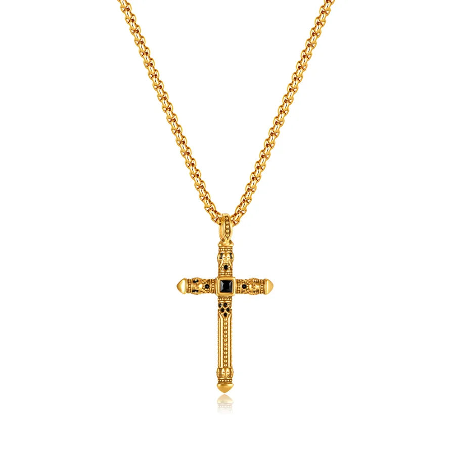 hip-hop cross stainless steel pendant necklace