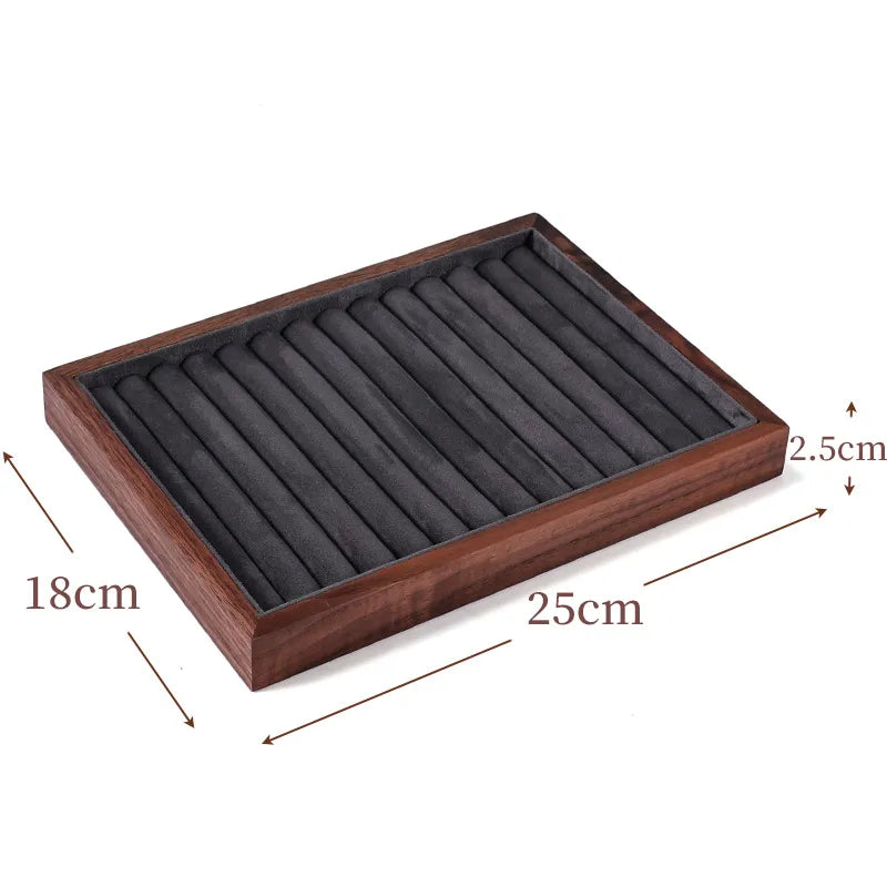 Walnut High-End Jewelry Display Tray Ring Showcase Jewelry Props Accessory Display Plate Luxury Sensation Wooden Tray