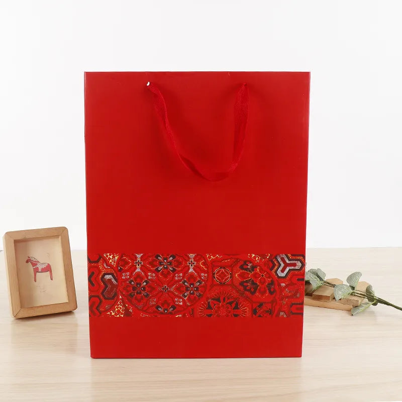 wholesale red festive gift bag gift return gift portable packaging paper bag